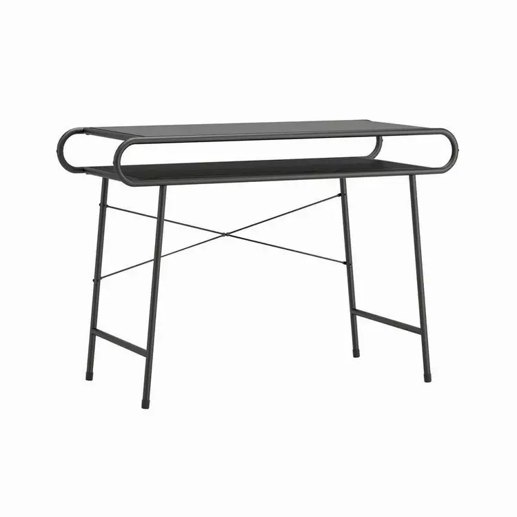 Black metal desk with deals glass top